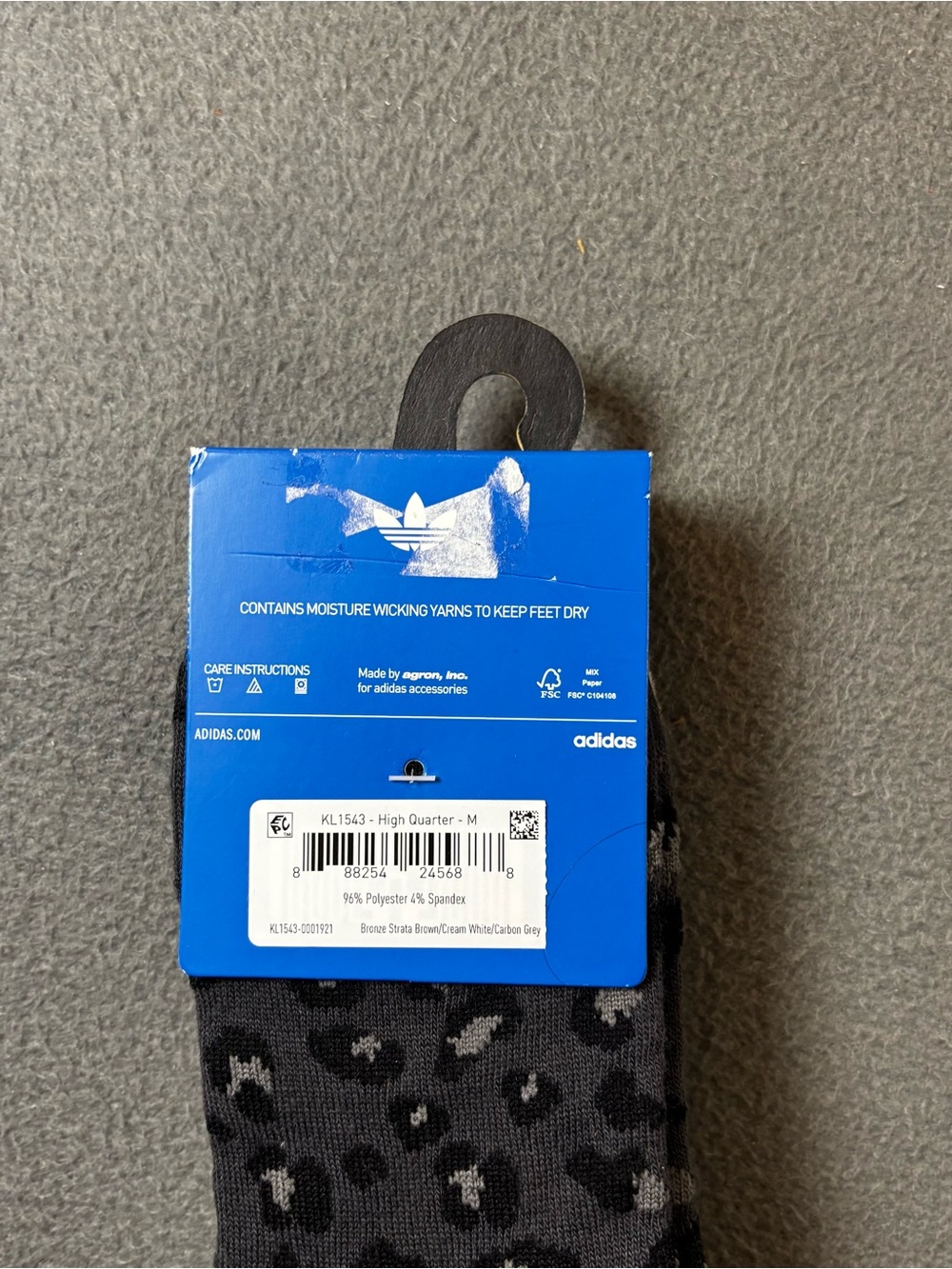 Adidas leopard print socks in black & multi size M - Picture 6 of 6